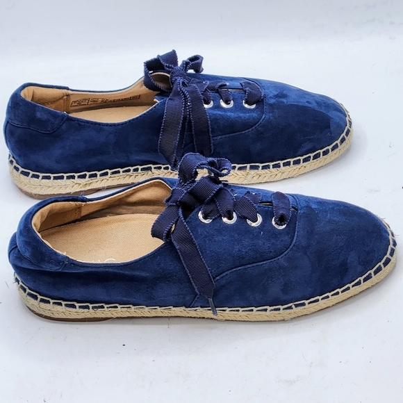 Vionic Lace Up Espadrille Flats Coast Sandy Suede Orthotic In Blue Size 7.5 - Picture 4 of 16